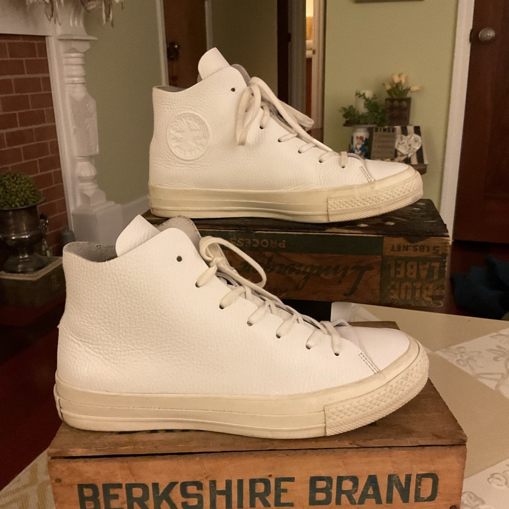 Converse All Star High Top White Leather Sneakers
